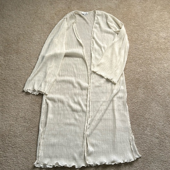 VICI x Summer of Diane Gauzy Ivory with Metallic Gold Detail Swim Cover Up Small - Picture 1 of 9